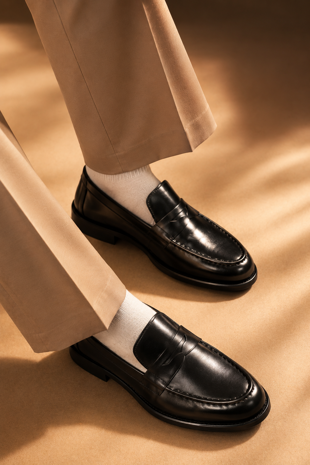 Black Round Penny Loafer
