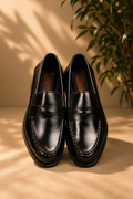 Black Round Penny Loafer