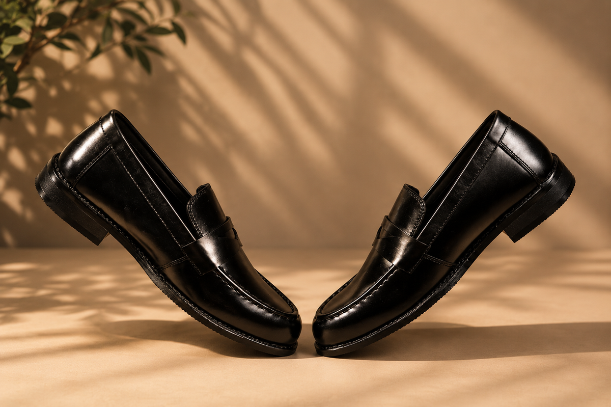 Black Round Penny Loafer